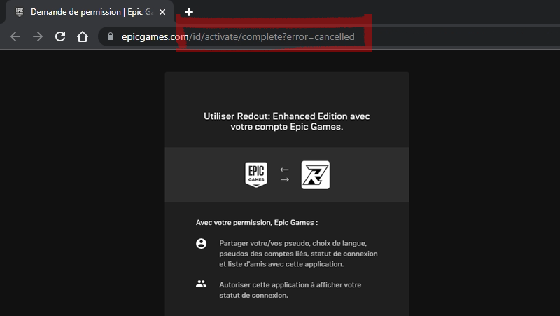 Redout : Enhanced Edition avec votre compte Epic Games - erreur